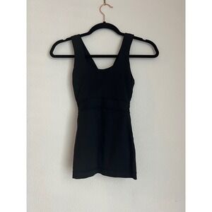 Lululemon Tank‎ Top Athletic Built-In Bra Cross Back Black Workout Sz?
